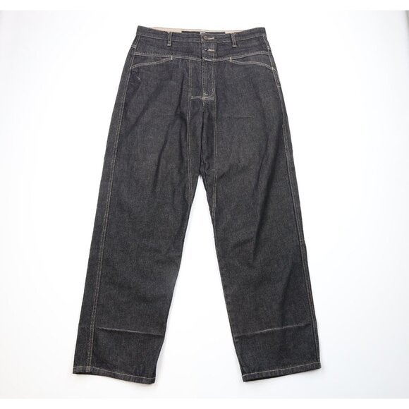 Vtg 90s Marithe Francois Garbed Mens 34x33 Spell Out Baggy Fit Denim Jeans Black